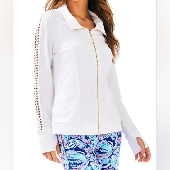 Lily Pulitzer Brigantine White Gold Glitter Stripe Pineapple Jacket size small - Picture 1 of 16